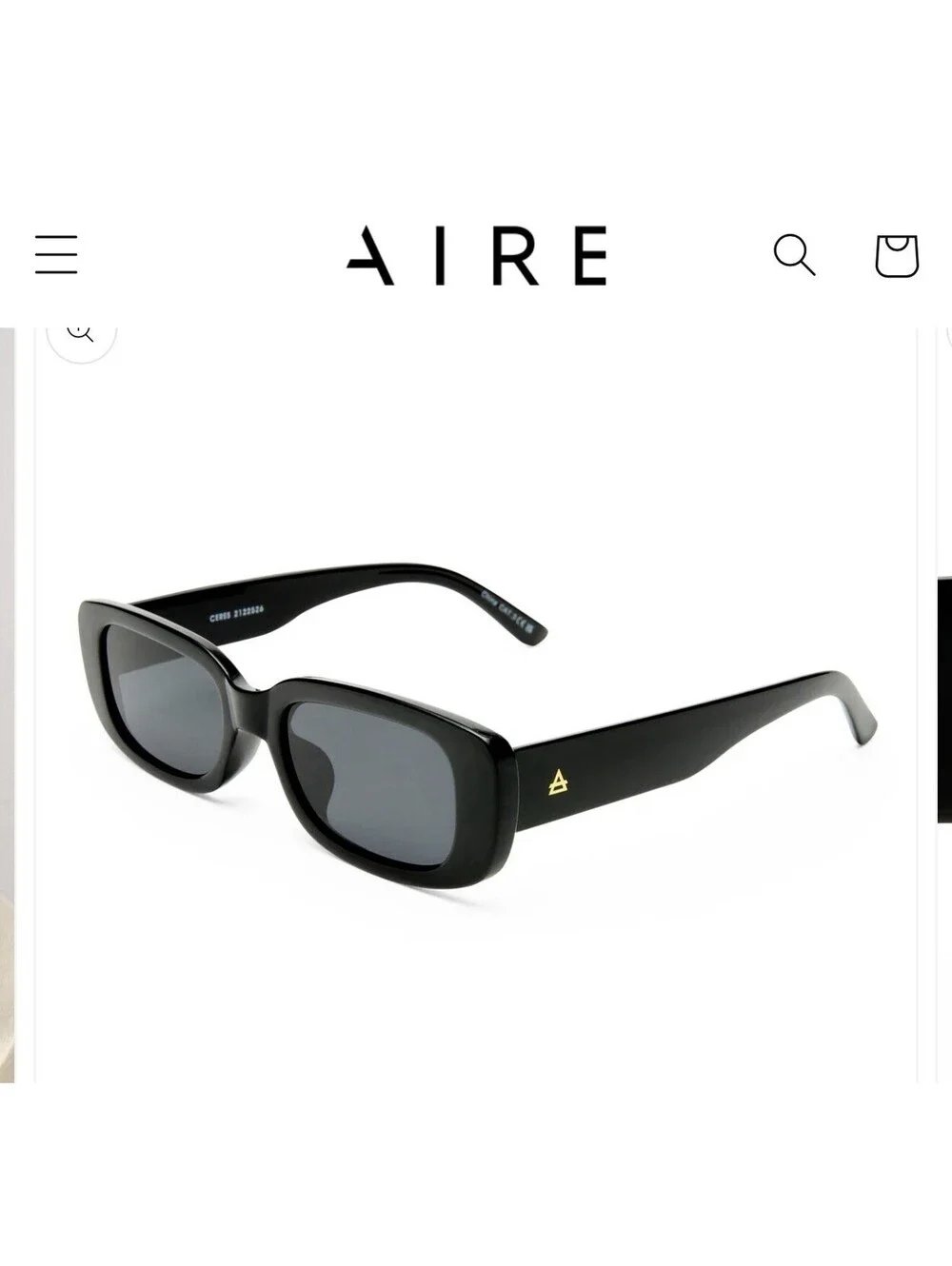 AIRE Ceres Rectangle Black Plastic Sunglasses Smoke womens or mens